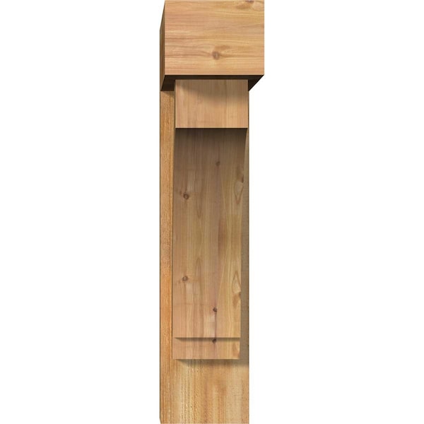 Imperial Block Rough Sawn Bracket W/ Offset Brace, Western Red Cedar, 8W X 28D X 36H